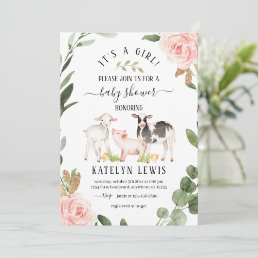 グリーンリーファームベビーシャワー招待状 招待状 (スタンド正面)