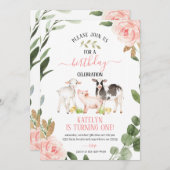 グリーンリーファーム誕生日招待状と花 招待状 (正面/裏面)