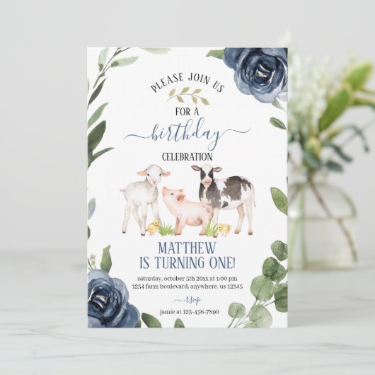 グリーンリーファーム誕生日招待状と花 招待状 (スタンド正面)