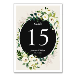 グリーンリーフアイボリー白バラ結婚の花 テーブルナンバー