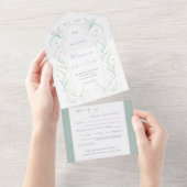 グリーンリーフウェディングオールインワン招待状 オールインワン招待状 (貼ってはがせる)