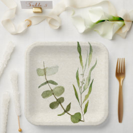 グリーンリーフウォーター色紙プレート ペーパープレート