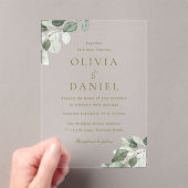 グリーンリーフエレガンスモダン結婚ズ アクリル招待状 (インサイチュ (ポータブル))