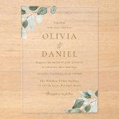 グリーンリーフエレガンスモダン結婚ズ アクリル招待状 (正面)