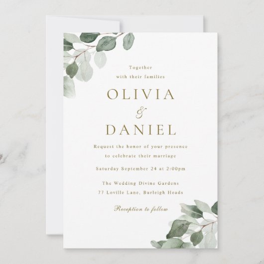 グリーンリーフエレガンスモダン結婚ズ 招待状 (正面)