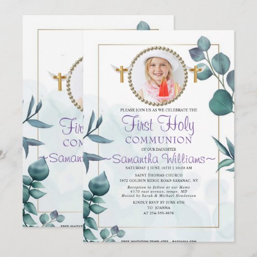 グリーンリーフォトファースト招待状 招待状 (正面/裏面)