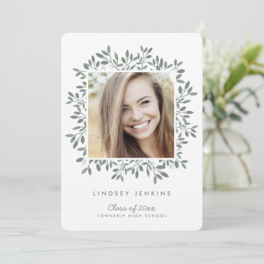 グリーンリーフグラッドフォト卒業パーティー招待状 招待状 (スタンド正面)