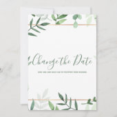 グリーンリーフゴールドの縁取りを変更する日付カード セーブザデート (正面)