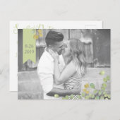 グリーンリーフシンプル日付ポストカードの保存 案内ポストカード (正面/裏面)