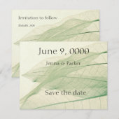 グリーンリーフスケルトンFlat日付カードの保存 セーブザデート (正面/裏面)