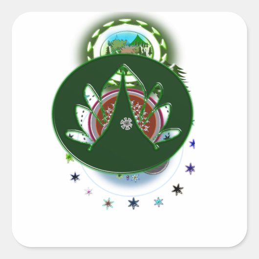 グリーンリーフステッカー スクエアシール (正面)