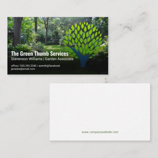 グリーンリーフツリーのロゴ | 裏庭の風景 名刺 (正面/裏面)
