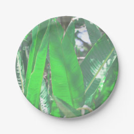 グリーンリーフバナナ型の植物葉パステル ペーパープレート