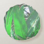 グリーンリーフバナナ型の植物葉パステル ラウンドクッション (裏面)