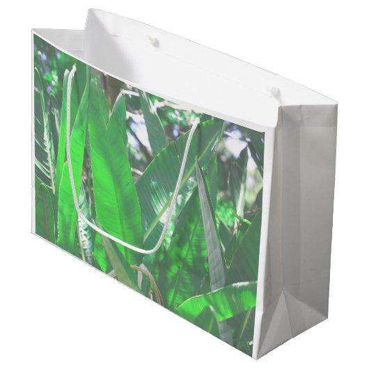 グリーンリーフバナナ型の植物葉パステル ラージペーパーバッグ (正面アングル)