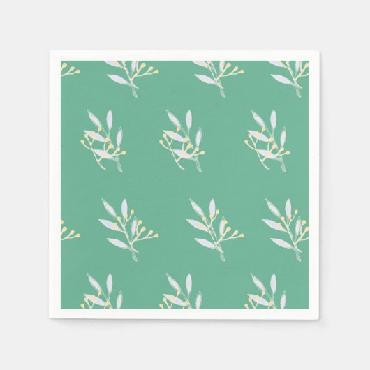グリーンリーフパターンカクテル紙 スタンダードカクテルナプキン (正面)