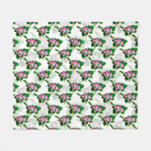 グリーンリーフパターンデザイン フリースブランケット (正面(横))