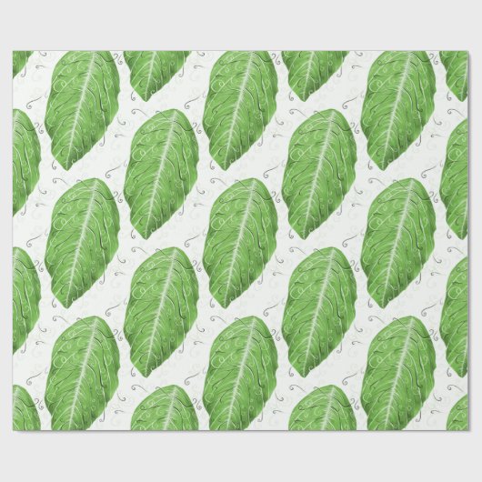 グリーンリーフパターン植物 ラッピングペーパー (フラット)