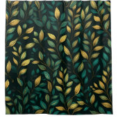 グリーンリーフパターン シャワーカーテン (正面)