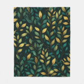 グリーンリーフパターン フリースブランケット (正面)