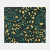 グリーンリーフパターン フリースブランケット (正面(横))