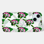 グリーンリーフパターンiPhoneケースにピンクのカエル Case-Mate iPhoneケース (裏面 (横))