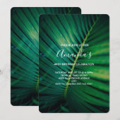 グリーンリーフパームの葉のクローズアップ写真 誕生日 招待状 (正面/裏面)