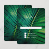 グリーンリーフパームフォンドクローズアップフォト結婚ズ 出欠カード (正面/裏面)