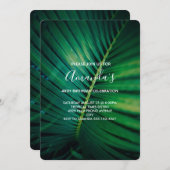 グリーンリーフパームフォンドクローズアップフォト誕生日 招待状 (正面/裏面)