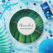 グリーンリーフパームフォンドトロピカル自然誕生日 ペーパープレート (パーティー)