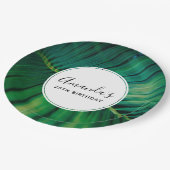 グリーンリーフパームフォンドトロピカル自然誕生日 ペーパープレート (アングル)