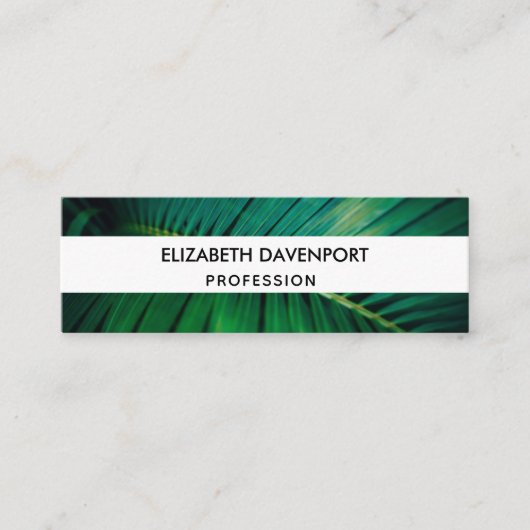 グリーンリーフパームフォンド熱帯自然写真 スキニー名刺 (正面)