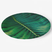 グリーンリーフパームフォンド熱帯自然写真 ペーパープレート (アングル)