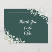 グリーンリーフフローラフラッ結婚トサンキューカード サンキューカード (正面/裏面)