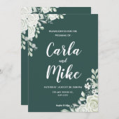 グリーンリーフフローラQRコード結婚式招待状 招待状 (正面/裏面)