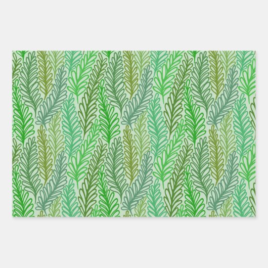 グリーンリーフプリントギフト包装紙フラットシート ラッピングペーパーシート (正面)