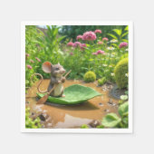 グリーンリーフボートを漕ぐマウス スタンダードカクテルナプキン (正面)