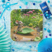 グリーンリーフボートを漕ぐマウス ペーパープレート (パーティー)