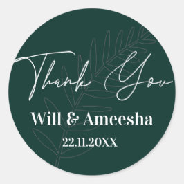 グリーンリーフミニマリストステッカー ラウンドシール