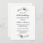 グリーンリーフメンズまたは女性60th誕生日パーティー 招待状 (正面/裏面)