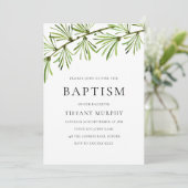 グリーンリーフモダンバプテスマ《キリスト教》洗礼式や命名式少年または少女 招待状 (スタンド正面)