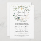グリーンリーフリークロスファーストコミュニオン招待状 招待状 (正面/裏面)