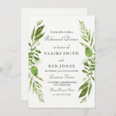 グリーンリーフリースエレガントなウェディングリハーサルディナー 招待状 (正面/裏面)