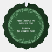 グリーンリーフリースファミリーフォトカスタム オーナメントカード (裏面)