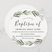 グリーンリーフリースボーイガールバプテスマ《キリスト教》洗礼式や命名式 招待状 (正面/裏面)