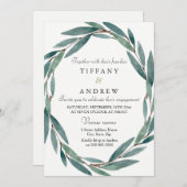 グリーンリーフリース婚約パーティ招待状 招待状 (正面/裏面)