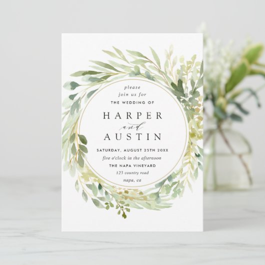 グリーンリーフリース植物学結婚式招待状 招待状 (スタンド正面)