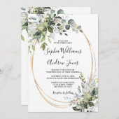 グリーンリーフローラエレガントウエディング招待状 招待状 (正面/裏面)