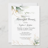 グリーンリーフローラゴールドフォイル葉ズリハーサルディナー 招待状 (正面)
