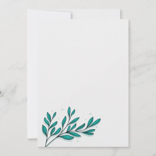 グリーンリーフローラゴールド葉フォイル感謝していズユー 招待状 (裏面)